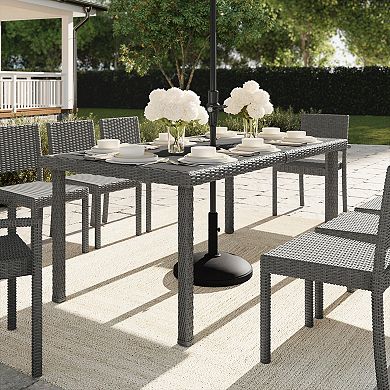 Martha Stewart 71" Outdoor Rattan Wicker Patio Table with Engineered Wood Top