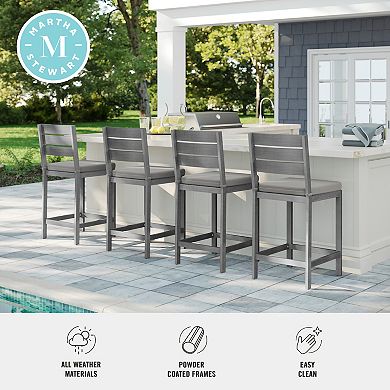 Martha Stewart 2PK All-Weather Patio Bar Stools with Seat Cushions
