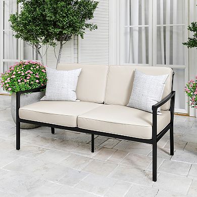Martha Stewart All-Weather Steel Frame Patio Loveseat with Cushions