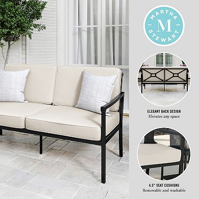 Martha Stewart All-Weather Steel Frame Patio Loveseat with Cushions