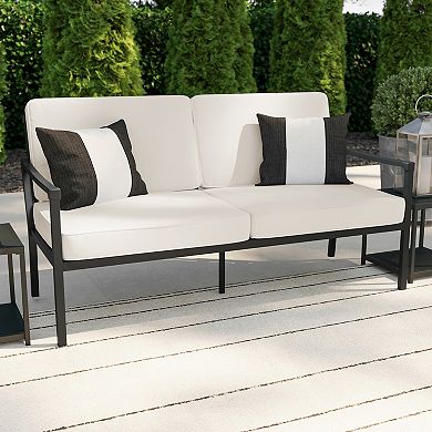 Martha Stewart All-Weather Steel Frame Patio Loveseat with Cushions