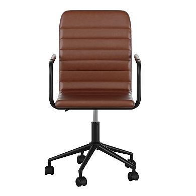 Martha Stewart Upholstered Swivel Home Office Chair with Integrated Armrests