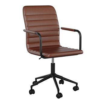 Martha Stewart Upholstered Swivel Home Office Chair with Integrated Armrests