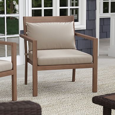 Martha Stewart 2PK All-Weather Patio Accent Chairs with Seat and Lumbar Cushions