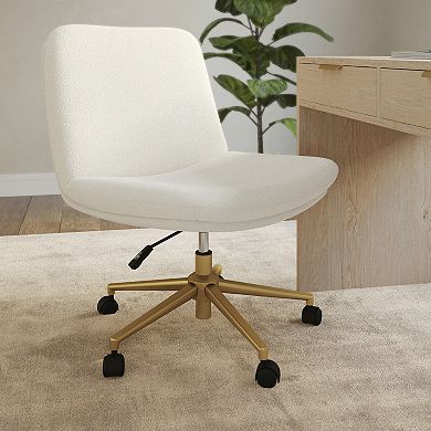 Martha Stewart Upholstered Swivel Home Office Chair with Wide Seat