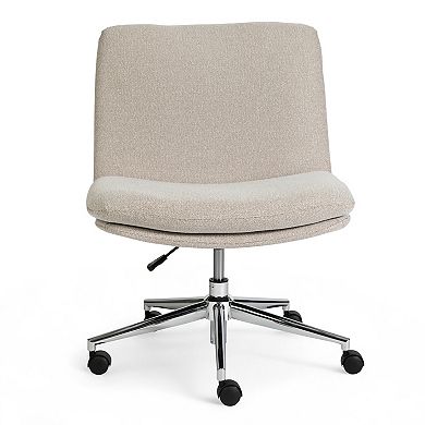 Martha Stewart Upholstered Swivel Home Office Chair with Wide Seat