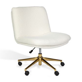 Martha Stewart Upholstered Swivel Home Office Chair with Wide Seat