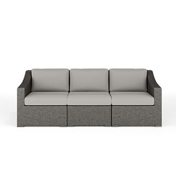 Martha Stewart Outdoor Modular Rattan Wicker Sofa with All-Weather Cushions