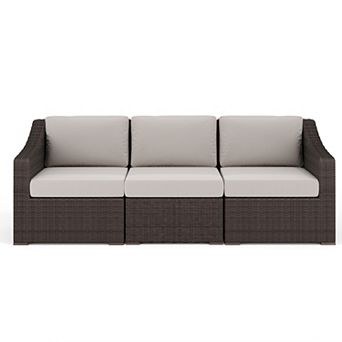Martha Stewart Outdoor Modular Rattan Wicker Sofa with All-Weather Cushions