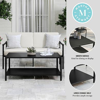 Martha Stewart All-Weather Steel Frame Patio Coffee Table with Lower Shelf