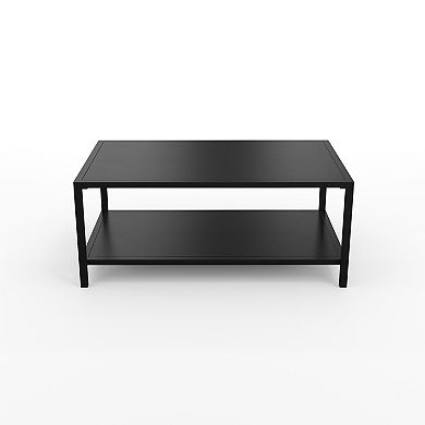Martha Stewart All-Weather Steel Frame Patio Coffee Table with Lower Shelf