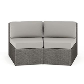 Martha Stewart 2 pk Outdoor Modular Rattan Wicker Patio Curved Sectional Sofa Seats