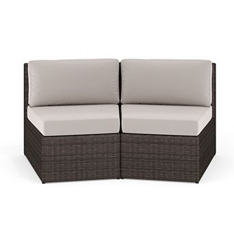 Martha Stewart 2 pk Outdoor Modular Rattan Wicker Patio Curved Sectional Sofa Seats