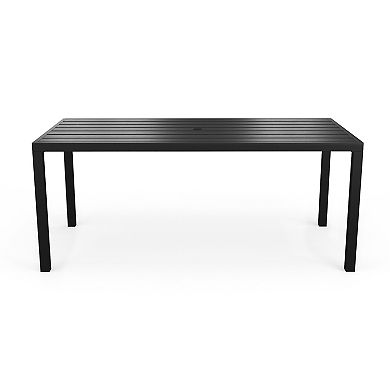 Martha Stewart 72" All-Weather Steel Frame Patio Table with Slatted Top and Umbrella Hole