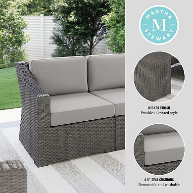 Martha Stewart Outdoor Modular Rattan Wicker Loveseat with All-Weather Cushions