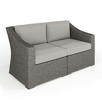 Martha Stewart Outdoor Modular Rattan Wicker Loveseat with All-Weather Cushions