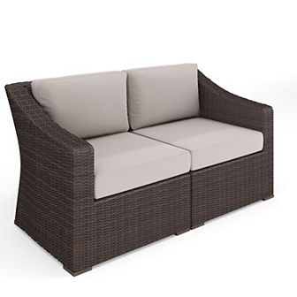 Martha Stewart Outdoor Modular Rattan Wicker Loveseat with All-Weather Cushions