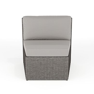 Martha Stewart Outdoor Modular Rattan Wicker Patio Curved Sectional Sofa Seat