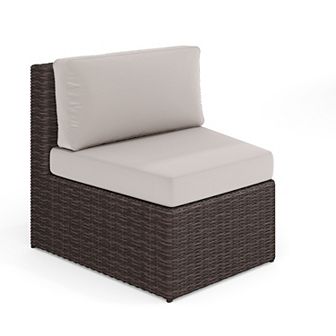 Martha Stewart Outdoor Modular Rattan Wicker Patio Curved Sectional Sofa Seat