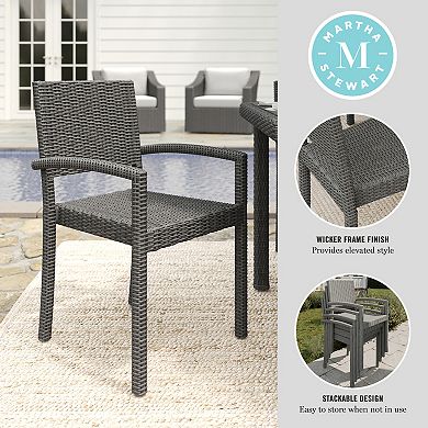 Martha Stewart Outdoor Rattan Wicker Stackable Dining Armchair