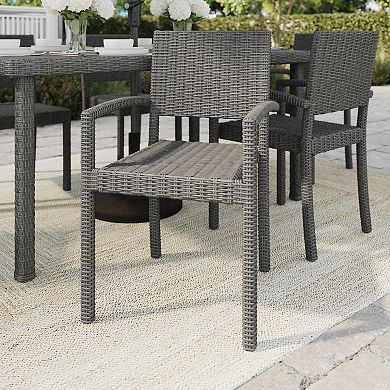 Martha Stewart Outdoor Rattan Wicker Stackable Dining Armchair