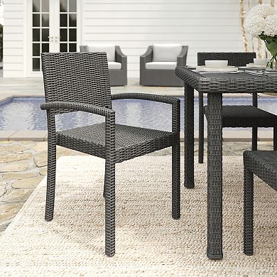 Martha Stewart Outdoor Rattan Wicker Stackable Dining Armchair