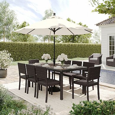 Martha Stewart 9pc Outdoor Rattan Wicker Patio Dining Set with 8 Stack Chairs and 71" Table