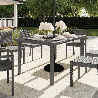 Martha Stewart 62" Outdoor Rattan Wicker Patio Table with Engineered Wood Top