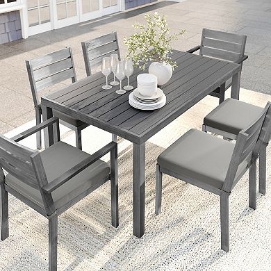 Martha Stewart All-Weather Patio Set with 62" Table and 6 Stackable Dining Chairs