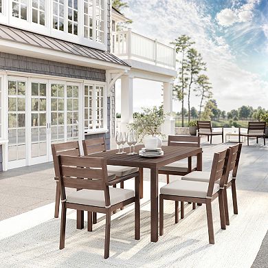 Martha Stewart All-Weather Patio Set with 62" Table and 6 Stackable Dining Chairs