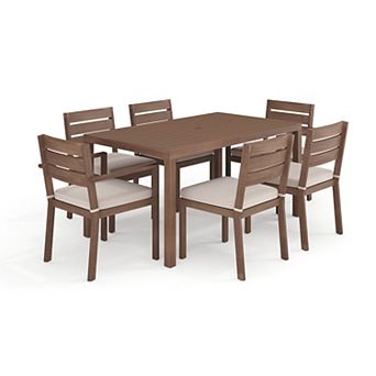 Martha Stewart All-Weather Patio Set with 62" Table and 6 Stackable Dining Chairs