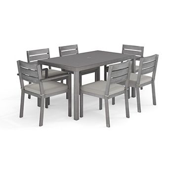 Martha Stewart All-Weather Patio Set with 62" Table and 6 Stackable Dining Chairs