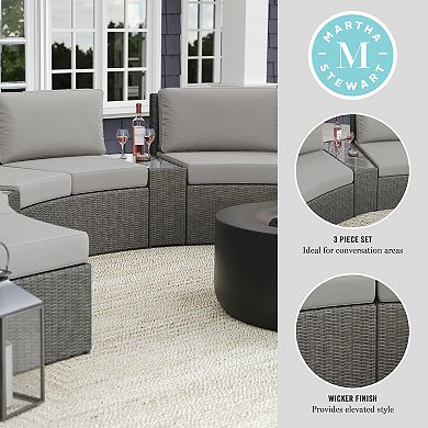 Martha Stewart Outdoor Modular Rattan Wicker Sectional Sofa Seats & Side Table