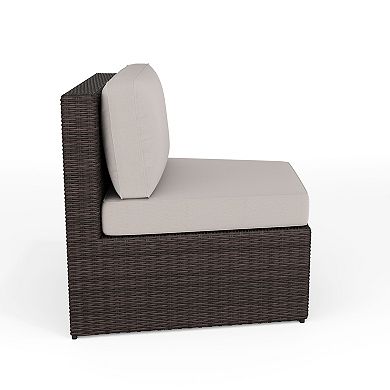 Martha Stewart Outdoor Modular Rattan Wicker Sectional Sofa Seats & Side Table
