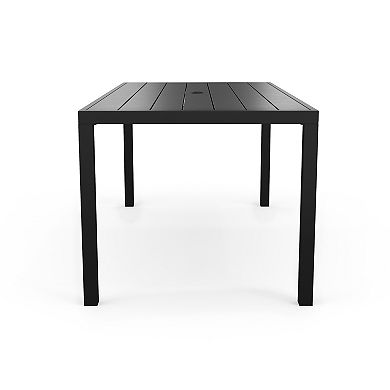 Martha Stewart 9-Piece Steel Patio Dining Set with 8 Stackable Chairs and 71" Table