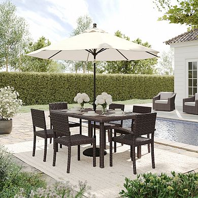 Martha Stewart 7pc Outdoor Rattan Wicker Patio Dining Set with 6 Stack Chairs and 62" Table