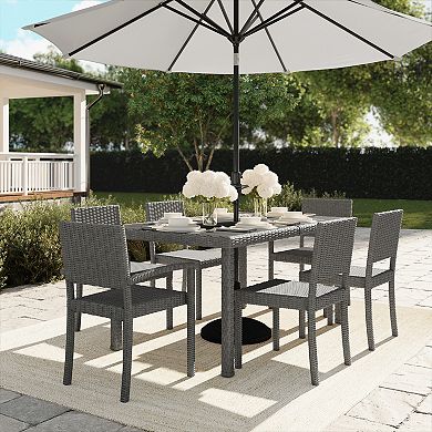 Martha Stewart 7pc Outdoor Rattan Wicker Patio Dining Set with 6 Stack Chairs and 62" Table