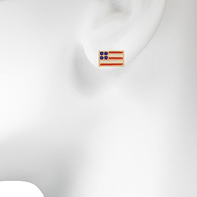 LC Lauren Conrad Gold Tone 5-Pair American Flag Nickel Free Earrings Set