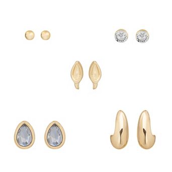 LC Lauren Conrad Gold Tone 5 pc Pear Stone Stud Earrings Set