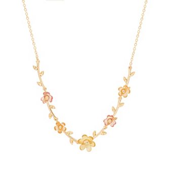 LC Lauren Conrad Gold Tone Acetate Flower Statement Necklace