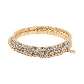 LC Lauren Conrad Gold Tone Multi Color Stone Stretch Bracelet 3 pc Set