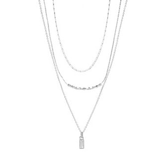 LC Lauren Conrad Stone Pendant 3 Row Layered Necklace