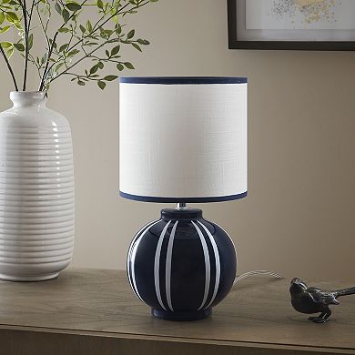 Blue Striped Ceramic Accent Table Lamp