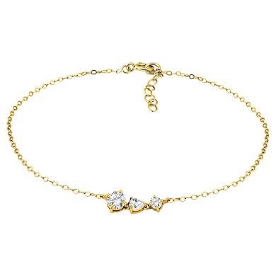 Aleure Precioso Multi Shaped Cubic Zirconia 3 Stone Anklet