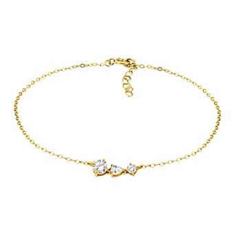 Aleure Precioso Multi Shaped Cubic Zirconia 3 Stone Anklet