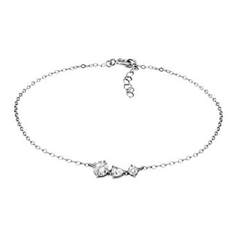 Aleure Precioso Multi Shaped Cubic Zirconia 3 Stone Anklet