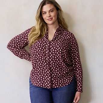 Plus Size LC Lauren Conrad Button Front Shirt