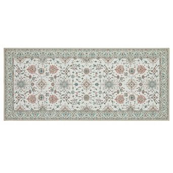 Laura Ashley Beige Aure Floral Washable Area Rug