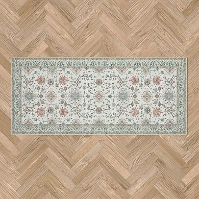 Laura Ashley Beige Aure Floral Washable Area Rug