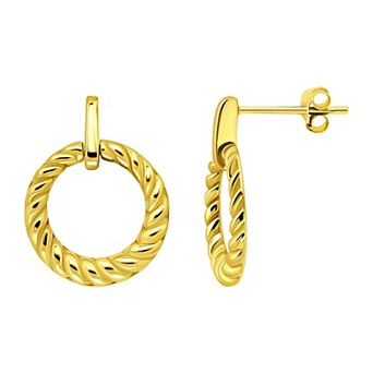 Aleure Precioso Oval Rope Twist Door Knocker Post Earrings